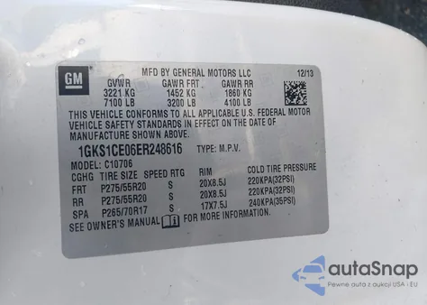 2014 GMC Yukon Slt from USA, damaged, VIN 1GKS1CE06ER248616